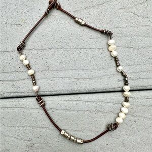 Silpada leather and pearl necklace